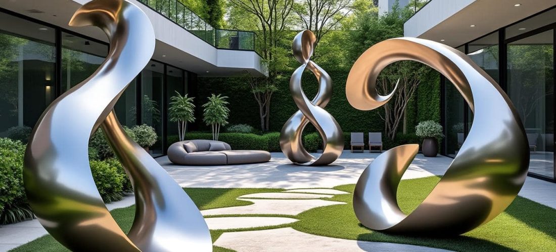 découvrez comment la décoration extérieure design intègre des sculptures en métal poli pour sublimer vos espaces extérieurs avec élégance et modernité.