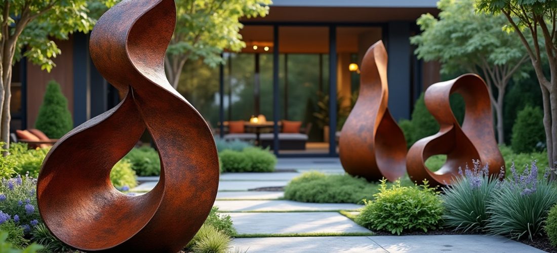 découvrez comment la décoration extérieure design s'illumine grâce à des sculptures en métal rouillé, alliant esthétique moderne et charme industriel pour sublimer vos espaces extérieurs.