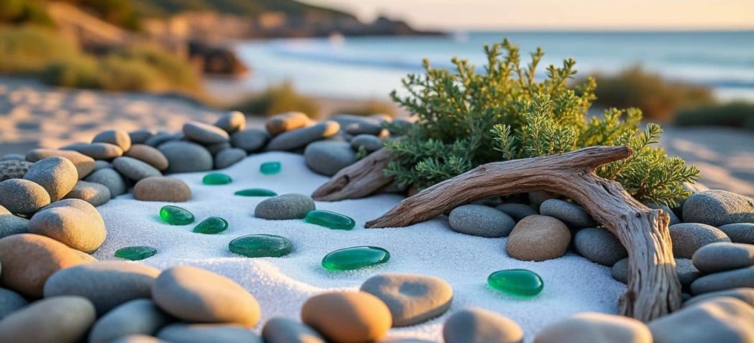 découvrez comment la décoration extérieure maritime met en valeur les galets naturels et le sable blanc pour créer une ambiance apaisante et élégante.