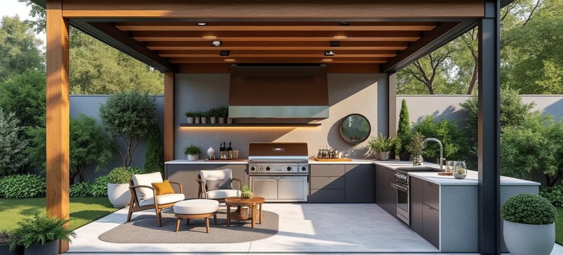 découvrez comment l'aménagement intérieur transforme les espaces en installant des cuisines d'été fonctionnelles et esthétiques sous les préaux, pour profiter pleinement des beaux jours.