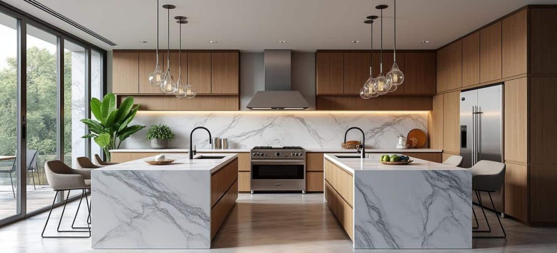 découvrez comment l'aménagement intérieur optimise les grandes cuisines en intégrant des îlots centraux, alliant fonctionnalité et design élégant pour un espace convivial et pratique.