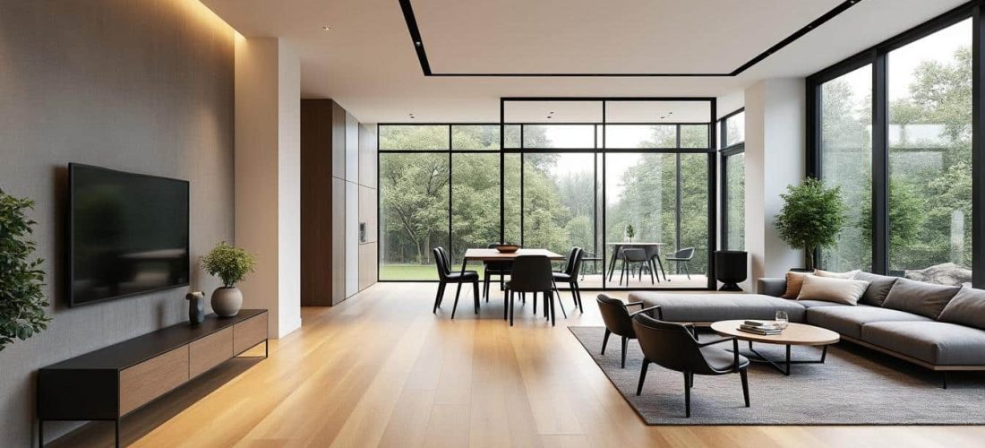 découvrez comment l'aménagement intérieur utilise des sols uniformes pour créer une continuité visuelle et harmoniser les différentes pièces de votre maison.