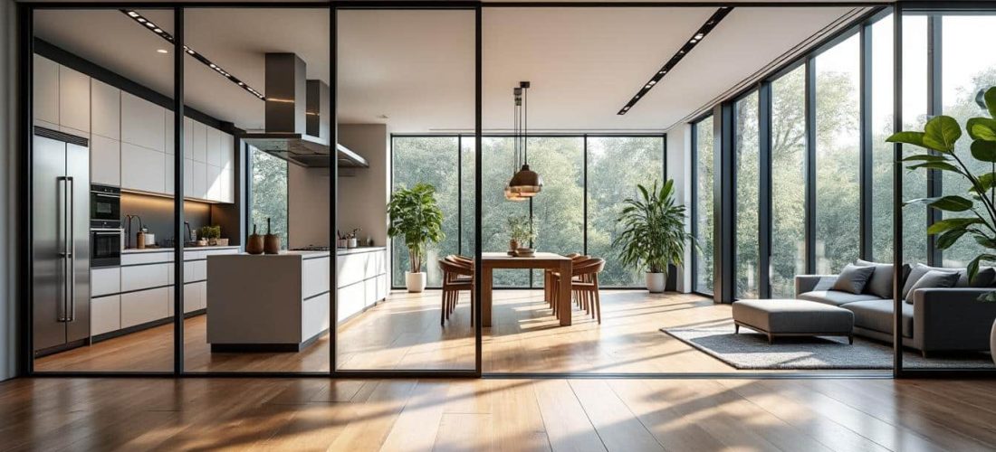 découvrez comment l'aménagement intérieur avec une verrière permet de séparer élégamment la cuisine tout en apportant luminosité et caractère à votre espace de vie.