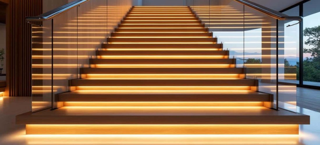 découvrez comment l'aménagement intérieur utilise l'éclairage led pour sécuriser et sublimer les marches avec style et efficacité.