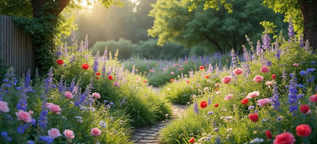 découvrez le charme du jardin anglais où les fleurs s'épanouissent en toute liberté, créant un paysage naturel et harmonieux.