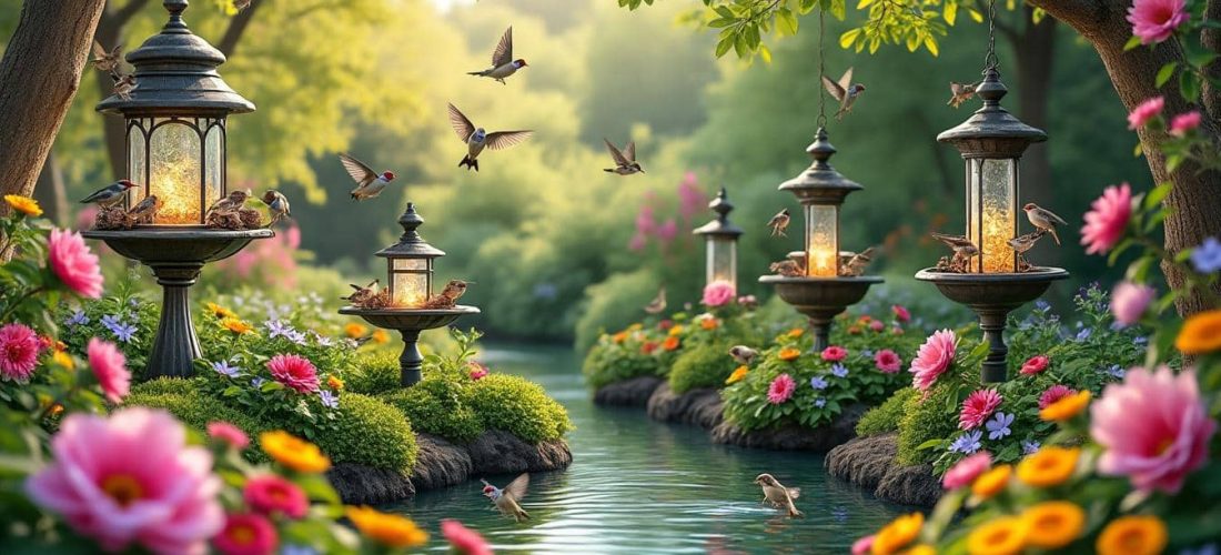le jardin d'oiseaux installe des abreuvoirs pour soutenir la faune locale, offrant un refuge d'eau fraîche et contribuant à la préservation de la biodiversité.