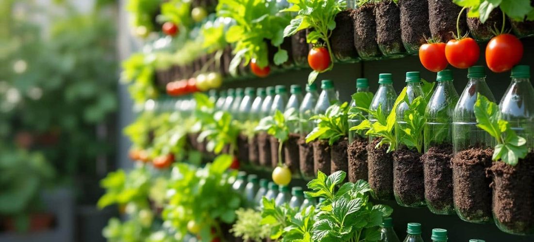 découvrez comment créer un jardin potager vertical écologique en réutilisant des bouteilles en plastique recyclées pour cultiver vos légumes chez vous.