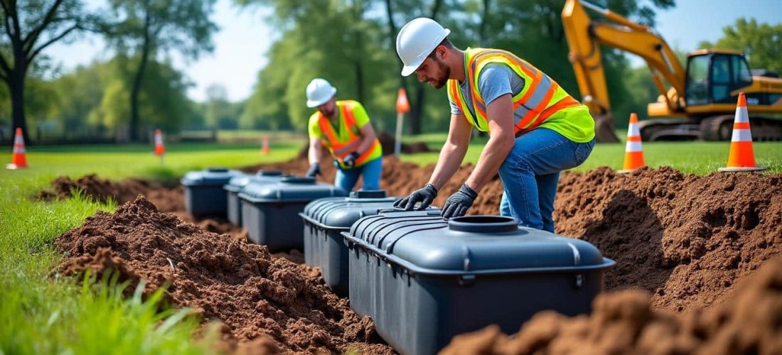 découvrez nos services d'assainissement pour l'installation de fosses septiques conformes aux normes en vigueur, garantissant un système fiable et durable.