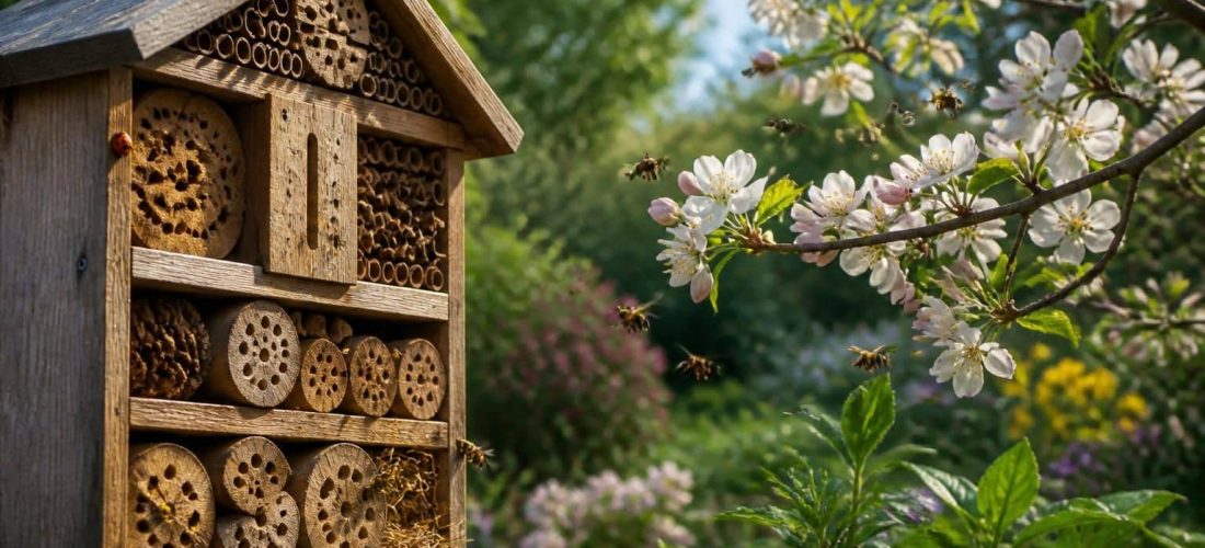 découvrez comment une liaison directe entre l'hôtel à insectes et la pollinisation des arbres fruitiers favorise un jardinage naturel et productif, en soutenant la biodiversité et la santé de votre verger.