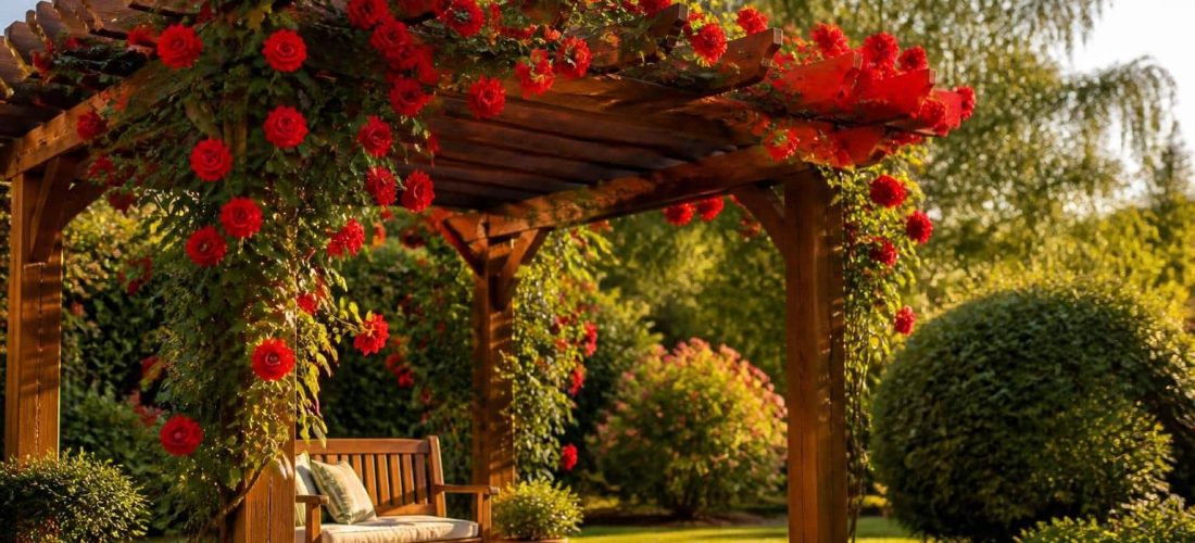 découvrez comment le rosier grimpant sublime l'habillage floral de votre pergola, apportant charme et élégance à l'aménagement de votre jardin.