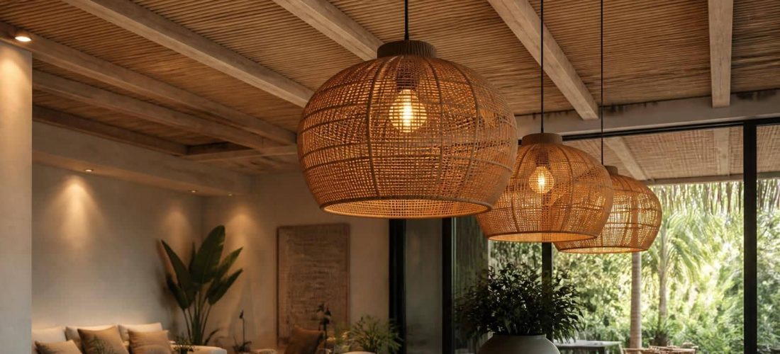 découvrez comment les suspensions en rotin apportent une texture naturelle et chaleureuse à votre plafond, sublimant ainsi votre décoration intérieure avec authenticité et style.